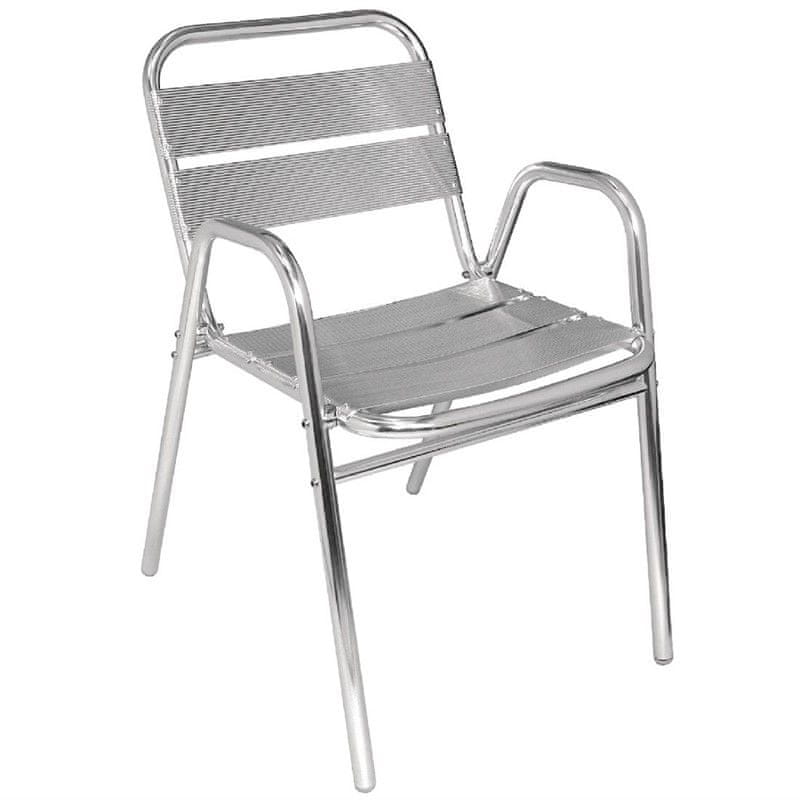Bolero stohovateľné stoličky hliníkové s oblúkovými podrúčkami (sada 4ks)